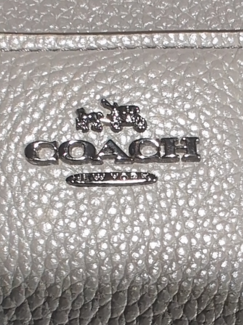 Coach Pebbled Leather Wallet in Light Gray with Silver Hardware